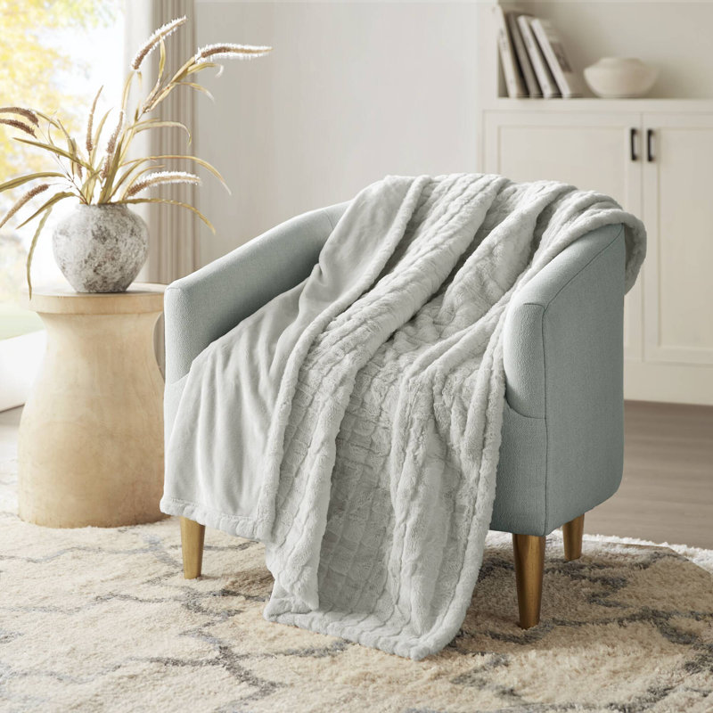 Jeté en fausse fourrure surdimensionné Beautyrest Zuri, Blanc