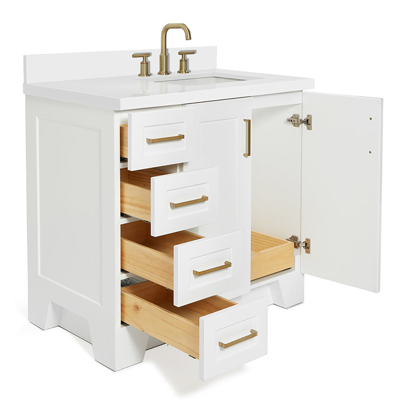 37 IN.  Single Bathroom Vanity, Right, Rectangular, White