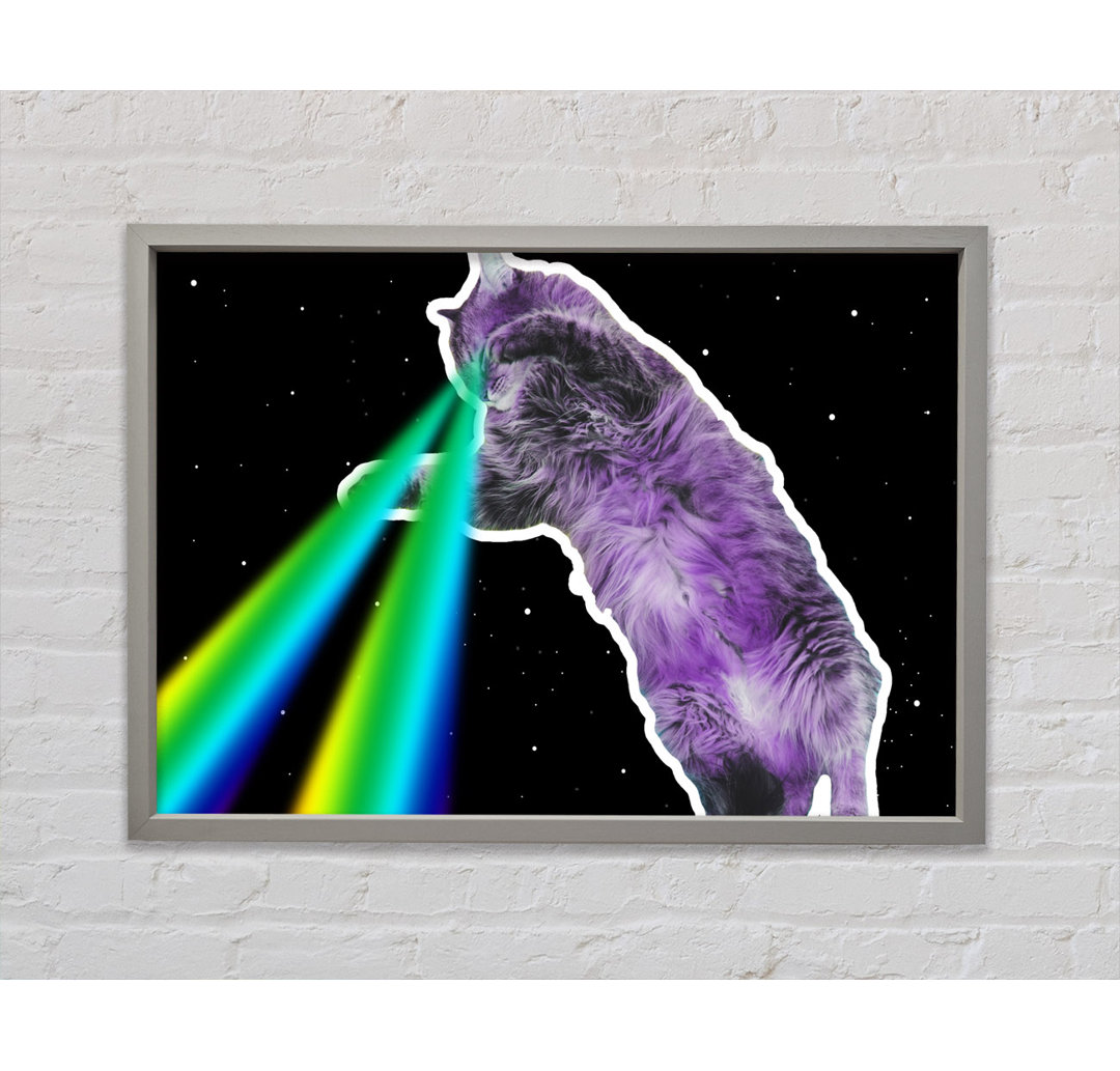 Katze Lazer Beam Space - Einzelner Bilderrahmen Kunstdrucke auf Leinwand