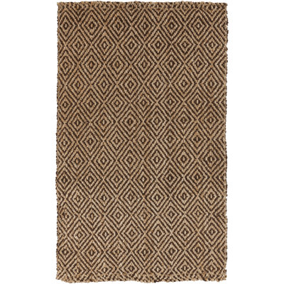 Tapis brun foncé / brun clair en jute tissé à la main Jaidan
