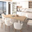 Table de cuisine moderne extensible, faite de matériaux et avec grain de chêne extensible pour 6 à 10 sièges, une surface à haute température rails silencieux