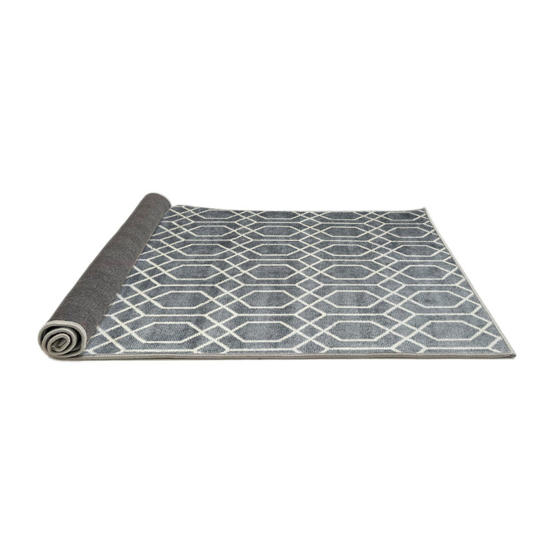 Tapis gris/zone blanche contemporaine, Rond 3 pi
