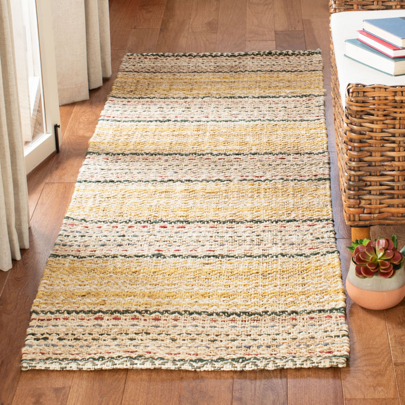 Jahiem Natural Fiber Hand Woven Jute Striped Rug, Runner 2'6" x 8'