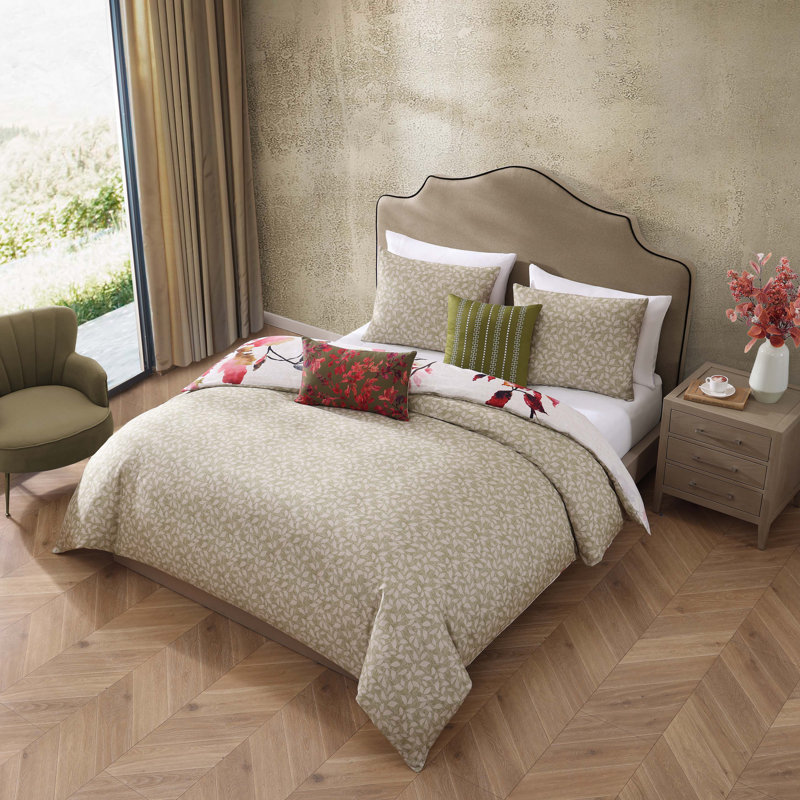 Ensemble d'édredon réversible 100% satin de coton 5 pièces Bebejan, Édredon de très grand lit et 4 pièces additionn