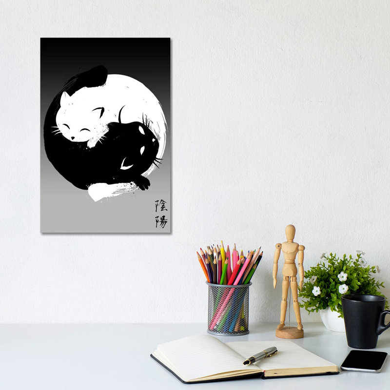 Yin Yang Cats, Wrapped Canvas, No Mat, 12" H x 8" W x 0.75" D