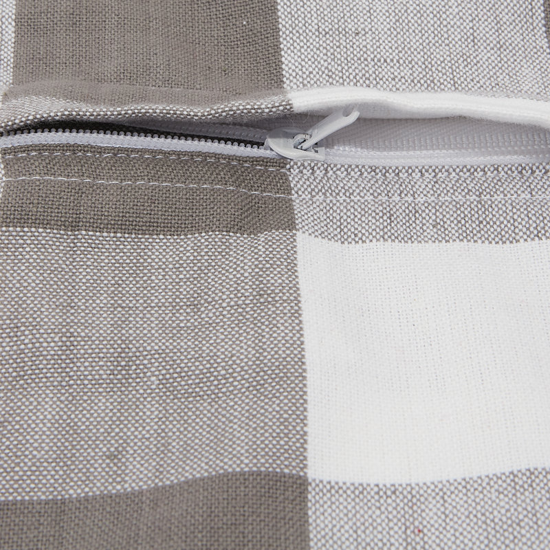 Gingham Check Kitchen Tabletop Bed Cotton Throw Pillow Cover Set, Gray/White