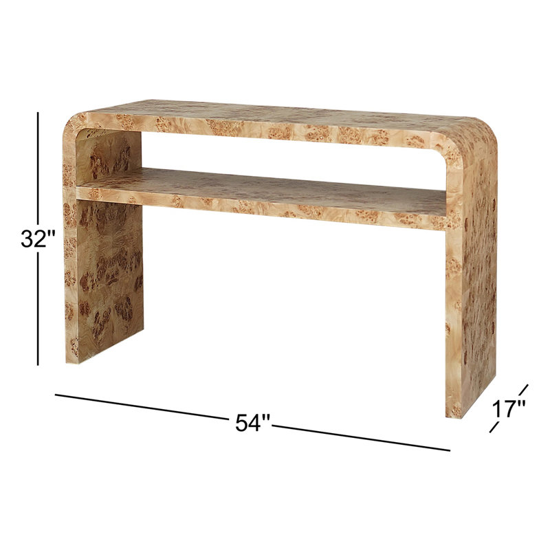 Marshall 54'' W Solid Wood Console Table, Natural Burl