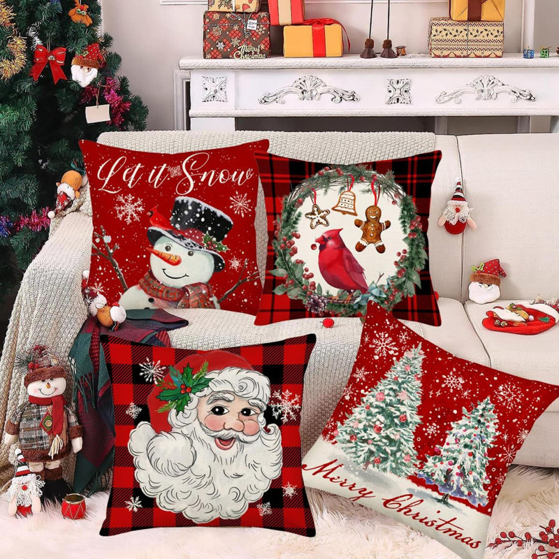Housse de coussin Merry Christmas, H 16 po x l 16 po