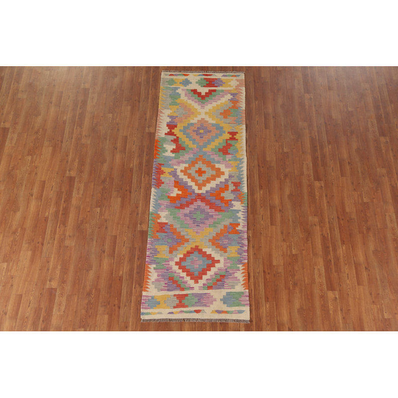 Tapis de couloir oriental géométrique Kilim 3 x 8