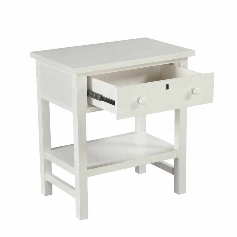 Table de chevet avec rangement à 1 tiroir, Blanc