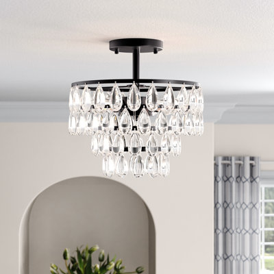 Stiner 3-Light Crystal Tiered Flush Mount 