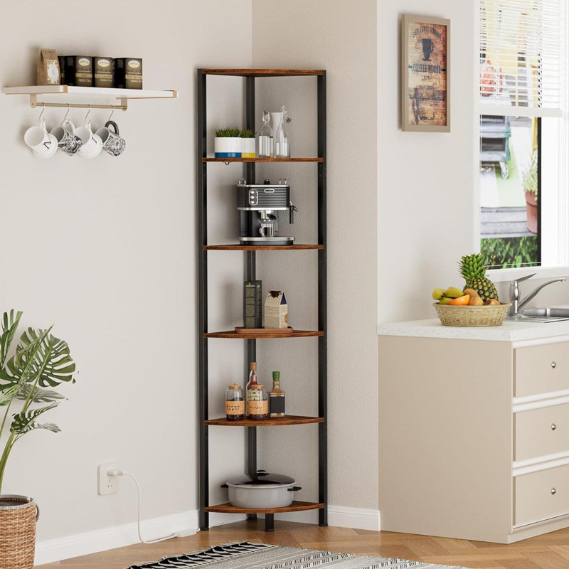 Caleal 11.8 " W Steel Shelving Unit, Brown