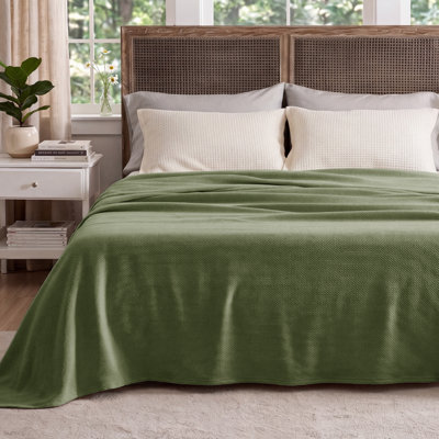 Bedsure 100% Cotton Blanket Soft Cozy Textured Herringbone Woven Blanket for All Seasons