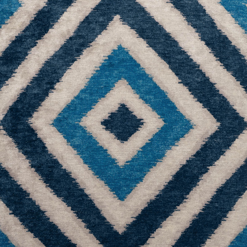 Peacock Blue and White Geometric Pattern Throw Pillow
