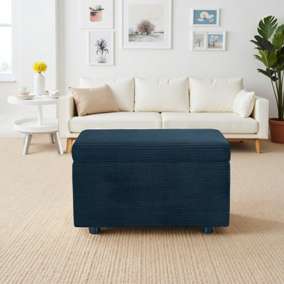 Repose-pieds de rangement en velours côtelé 24,8 po avec couvercle rabattable, petit banc rembourré pour l'entrée, la chambre à coucher ou le salon