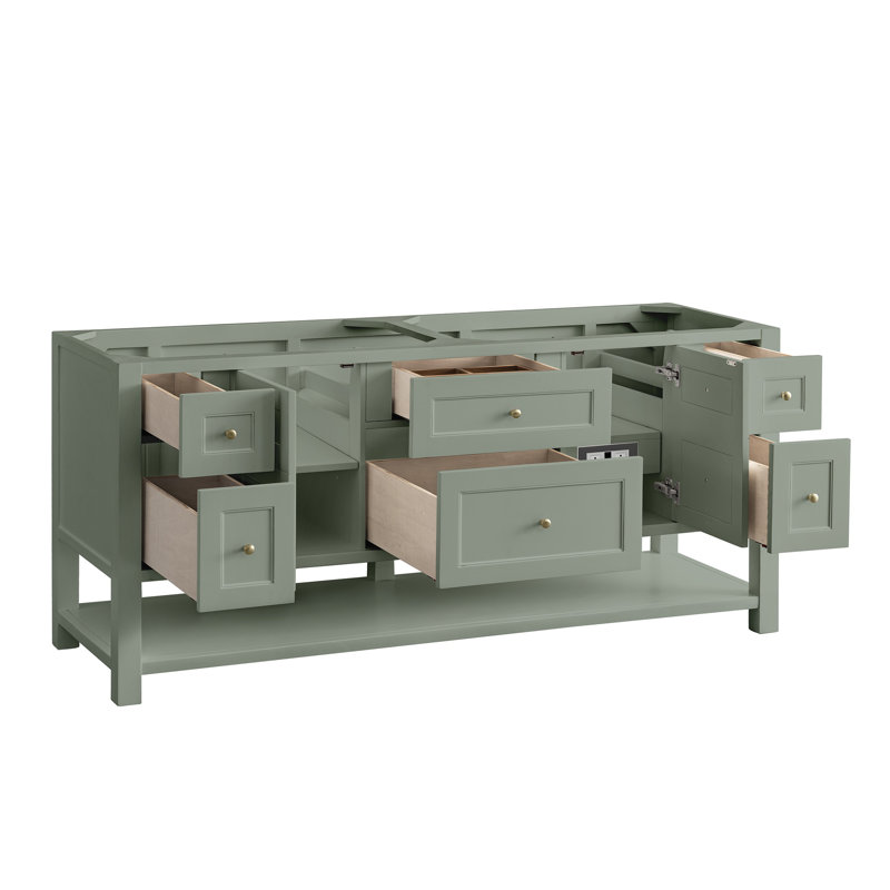 Breckenridge 72'' W Double Bathroom Vanity Base, Smokey Celadon
