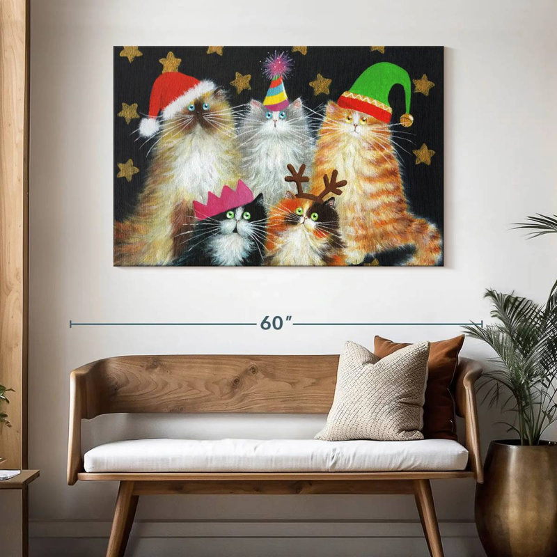 Chats de Noël, H 32 po x l 48 po