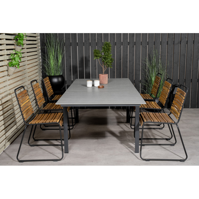 Alcot 6 - Person Acacia Patio Dining Set with Extendable Rectangular Table