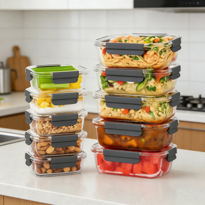 1050 mL Food Storage Container - Set of 10 Containers and 10 Lids