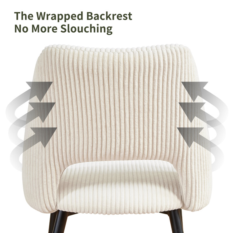 Efrat Corduroy Wide Back Upholstered Dining Chair, Beige, 2