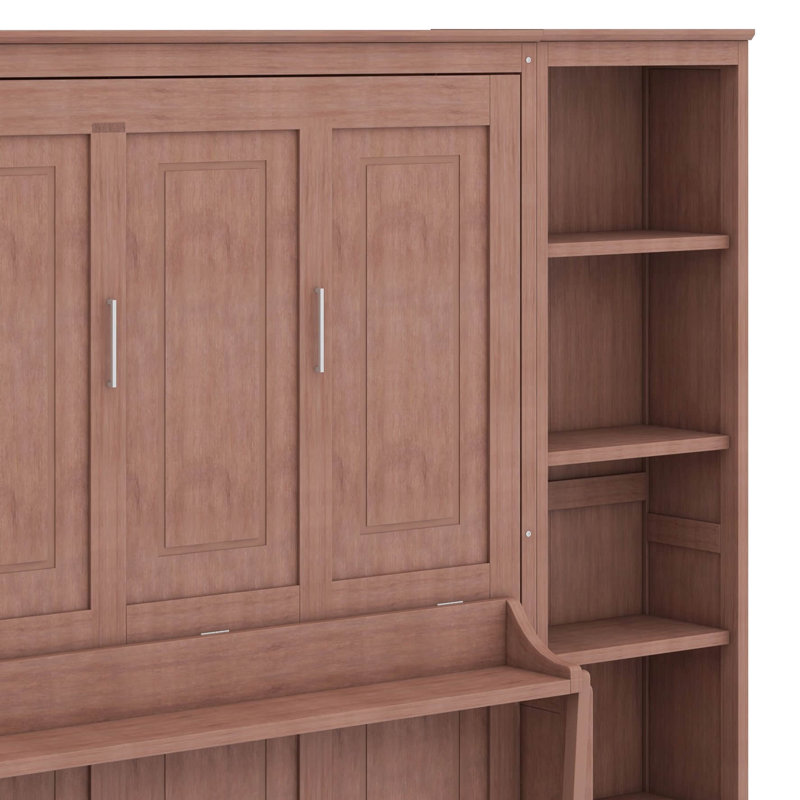 Lit escamotable double avec bureau et bibliothèque, Lit double