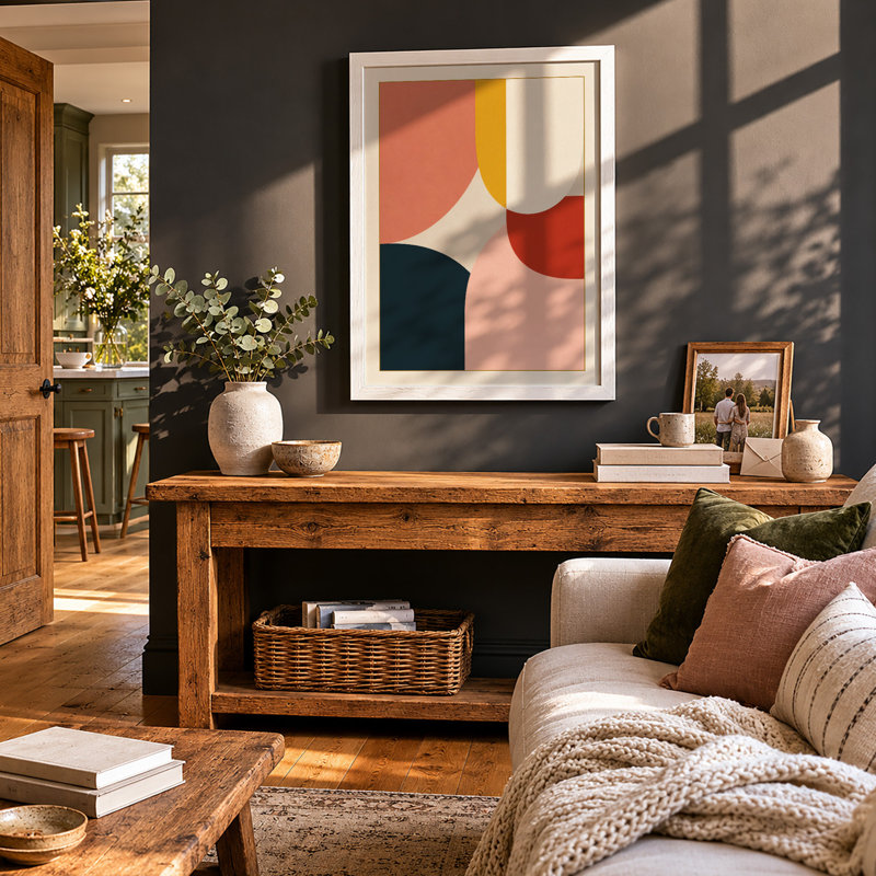 Organic Forms Mid-Century - Framed Print, A3 - 42.0 x 29.7 cm, White