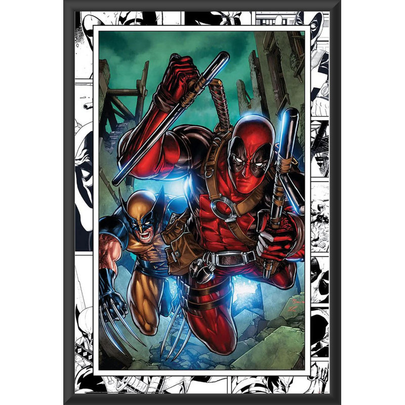 Deadpool & Wolverine - 24 x 36 Inch - Sturdy Engineered Wood Framed Art Poster with Plexi Glass