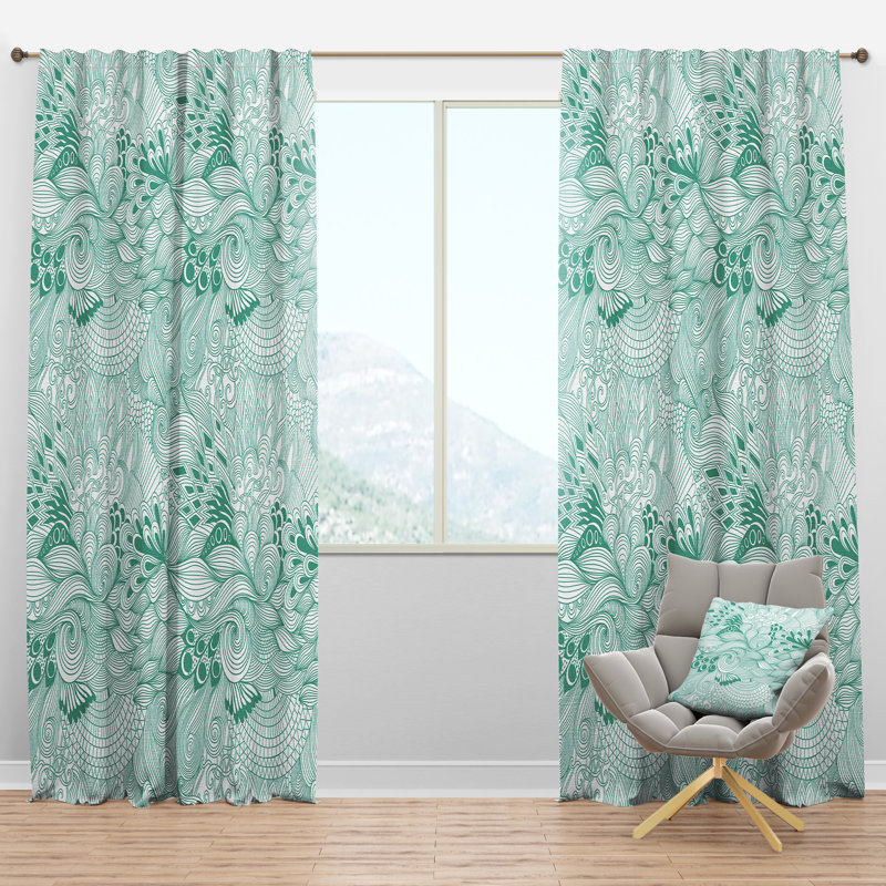 Pattern Abstract with Colorful Ornament - Modern Velvet Curtain - Room darkening - 1 panel, 52"W x 84"L