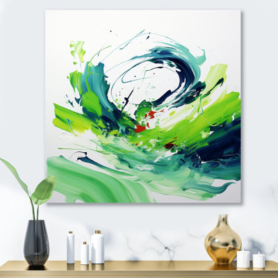 Green Abstract Ink Expression II - Abstract Metal Wall Art