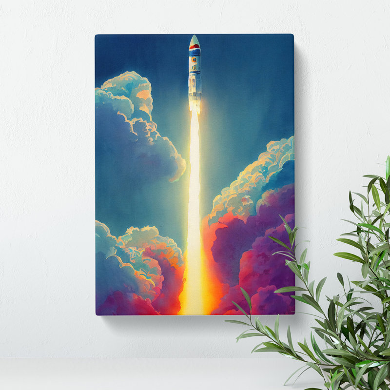 The Bright Spaceship Rocket - Wrapped Canvas, 76cm H x 50cm W x 3cm D