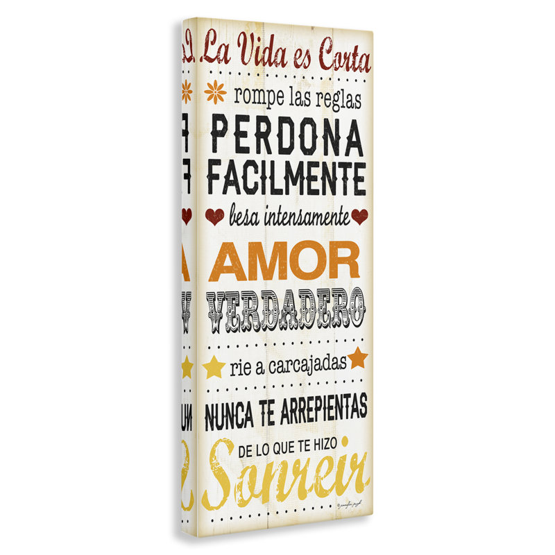 La Vida es Corta Canvas Wall Art by Jennifer Pugh, 24" H x 10" W