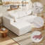 Canapé modulaire 105 po avec méridienne Cloud, siège profond modulaire, aucun assemblage requis, canapé rembourré en velours côtelé pour le salon, méridienne droite beige-1226996192-1226996199
