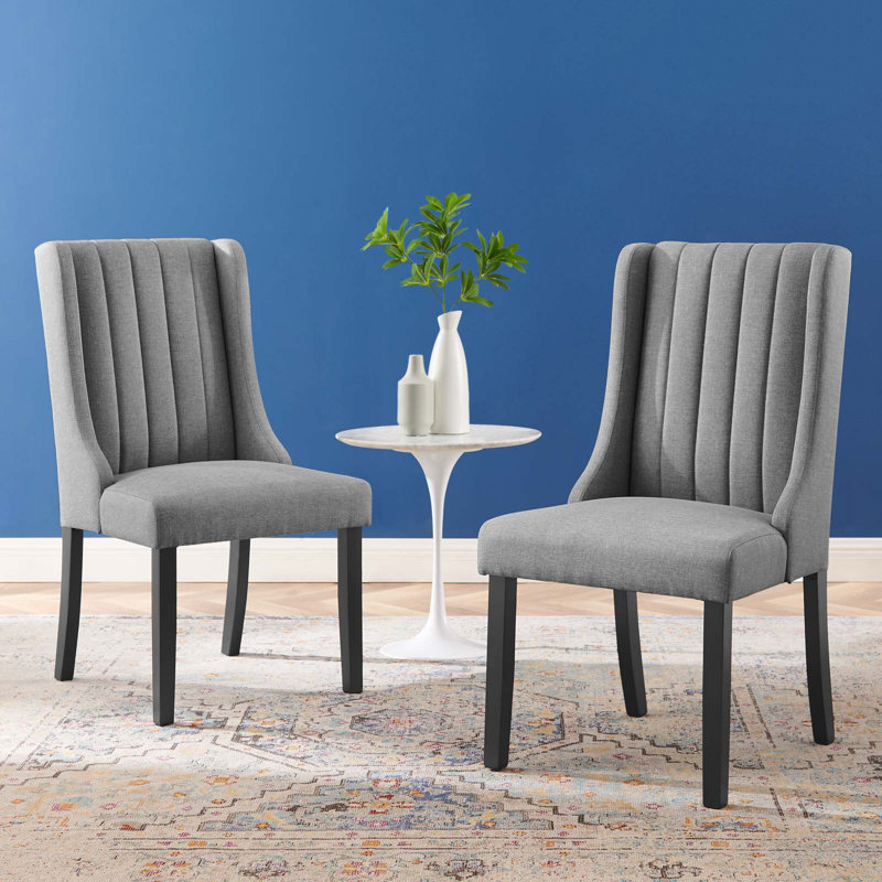 Ensemble de 2 chaises d'appoint de salle à manger Rensons Parsons, Velours gris clair