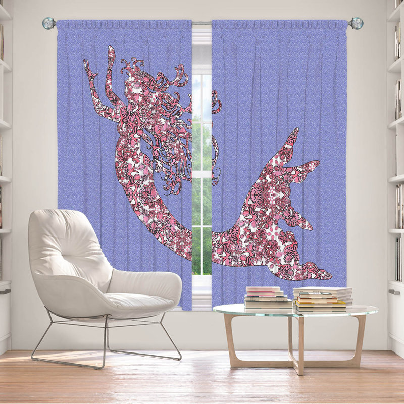 Paire de rideaux obscurcissant en polyester Rossy, L 40 po x L 82 po, Rose / pervenche