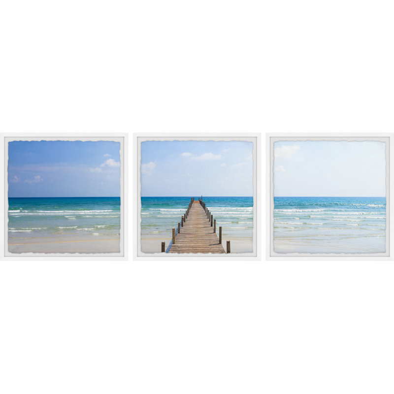 Lusk Oceans In Motion by Marmont Hill - 3 Piece Single Picture Frame Painting, 30cm H x 91cm W x 3.81cm D