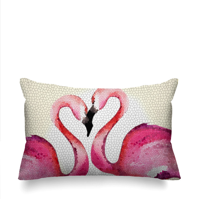 Housse de coussin d'extérieur rectangulaire rouge Flocking Flamingo