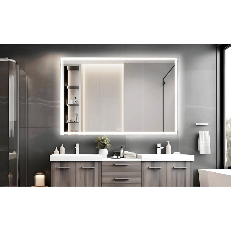 Oversized LED Bathroom Mirror Wall Mounted Mirror With 3 Color Modes