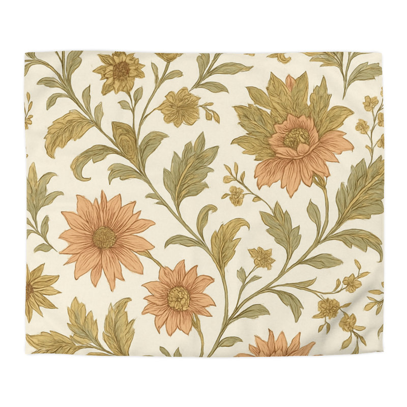 Microfiber Duvet Cover Boho Style, Design 59, King Duvet Cover, Cream
