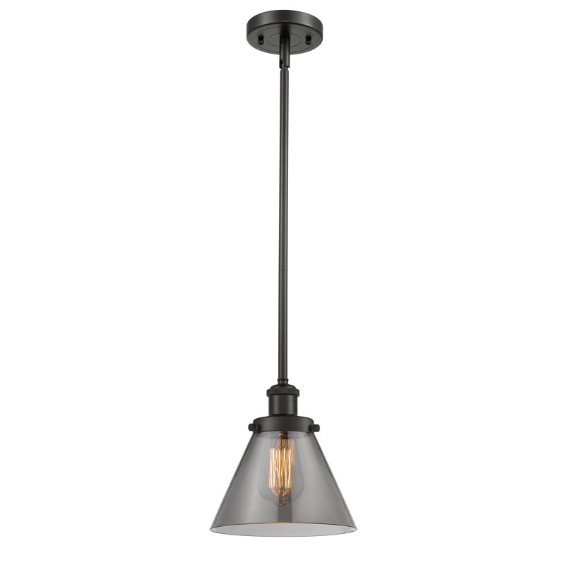 Ballston Urban Cone - 1 Light 8" Stem Hung Mini Pendant, LED, Plated Smoke, Oil Rubbed Bronze