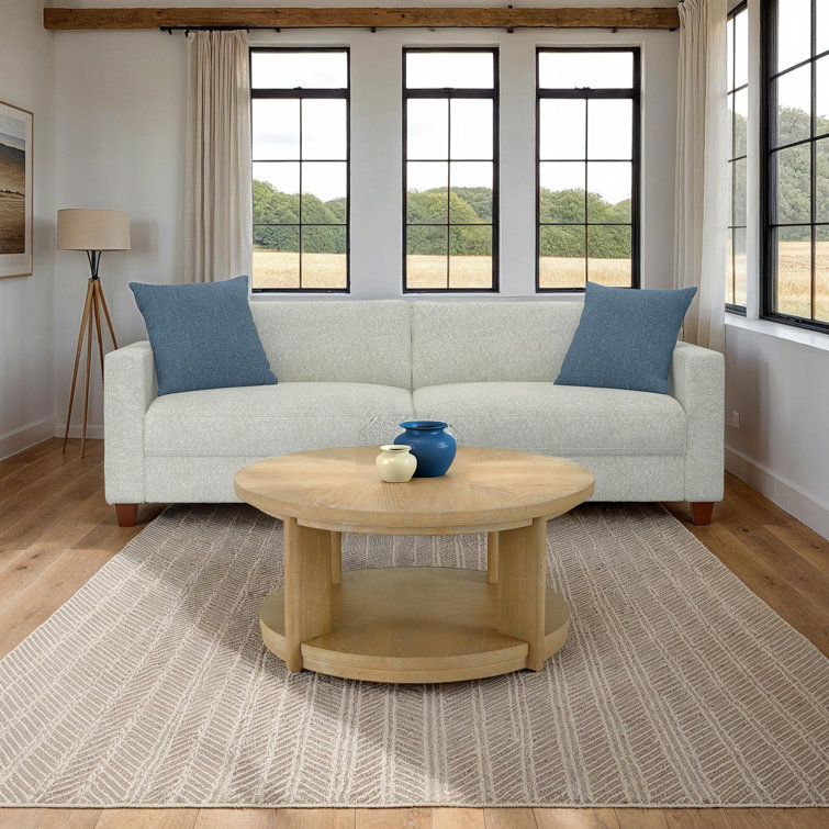 Pop-up Sleeper Sofa With Round Rolling Coffee Table