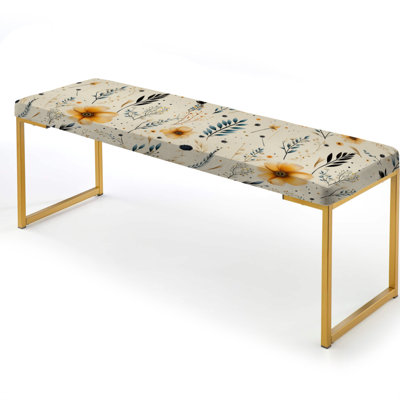 Nomadic Whispers Boho Pattern - Geometric Upholstered Gold Bench