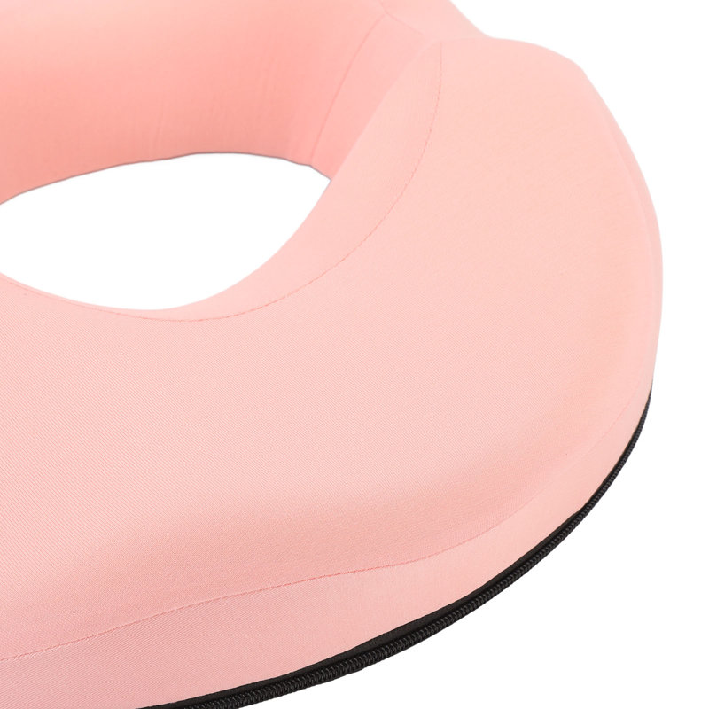 Coussin de siège rond en mousse à mémoire de forme pour chaise de bureau, soulageant les tensions du coccyx, idéal après la grossesse et l'accouchement (rose).