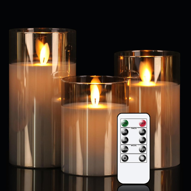 Paquet de 3 bougies sans flamme à DEL avec télécommande et minuterie