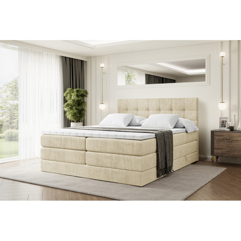 Fobbs Divan Bed with Mattress, 120cm W x 200cm D, Beige cream