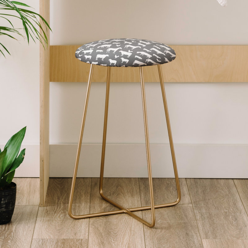 Upholstered Counter Stool with Metal Frame