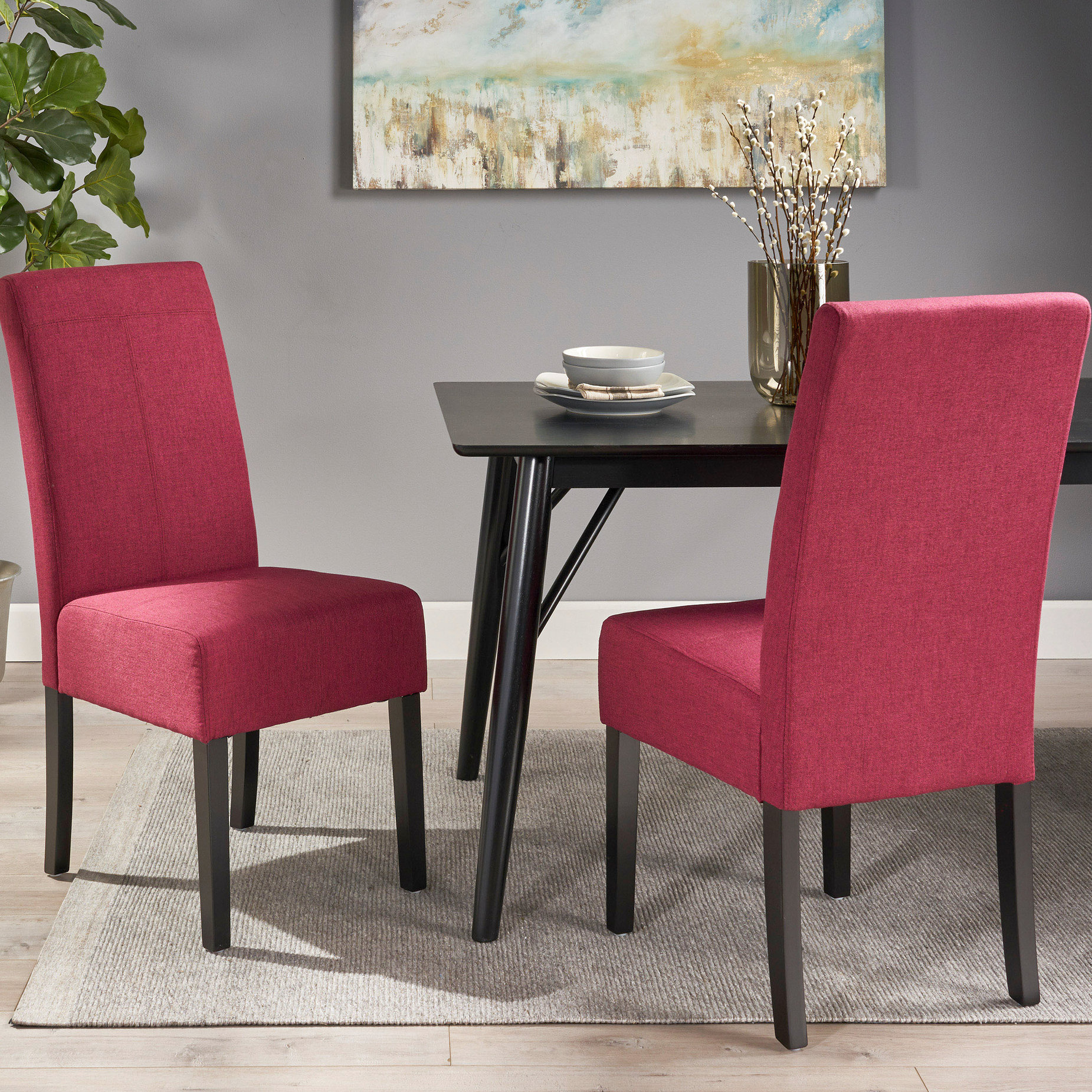 Latitude Run® 2pcs Red Upholstered Dining Chair Sleek, Contemporary — free download