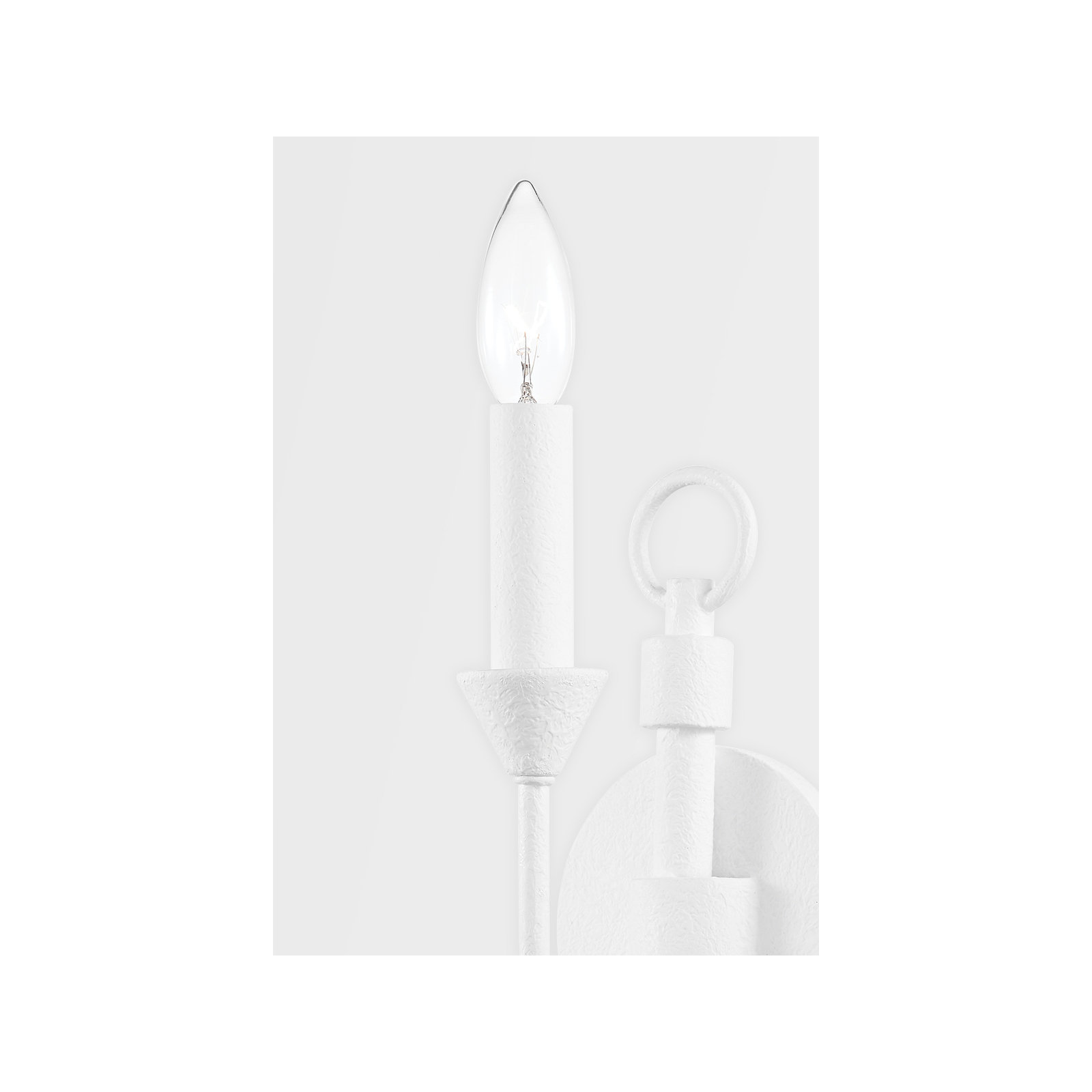 Bilton Single Light Dimmable Armed Sconce, Gesso White