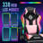 HOFFREE LED Gaming Chair Ergonomic PVC Leather Computer Chair PC Game Chair With Footrest And Lumbar Support-567628519