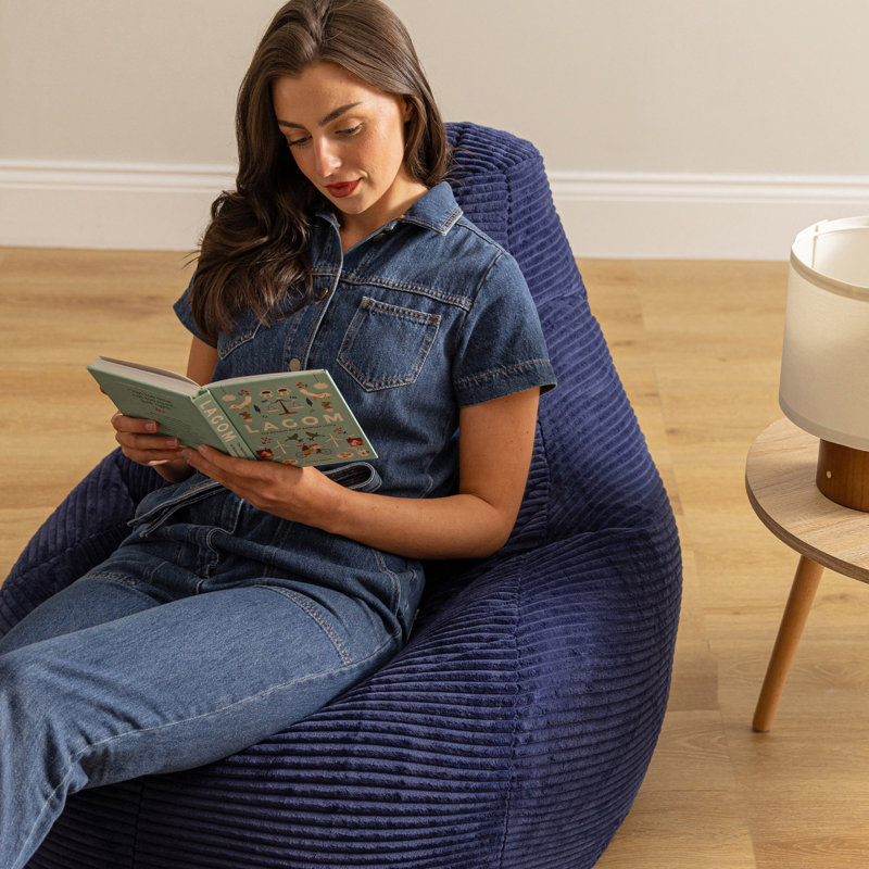 Dalton Corduroy Recliner Bean Bag, Navy Blue