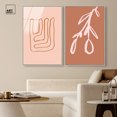 Abstract Wall Art Framed Acrylic Print Studio Wall Decor Set by Art Remedy, Silver Frame, 10 x 15